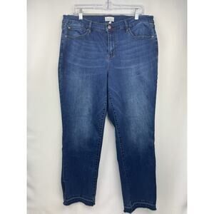 Nicole Miller Tribeca Jeans Women's  12 Indigo Mid Rise Ankle Straight Stretch